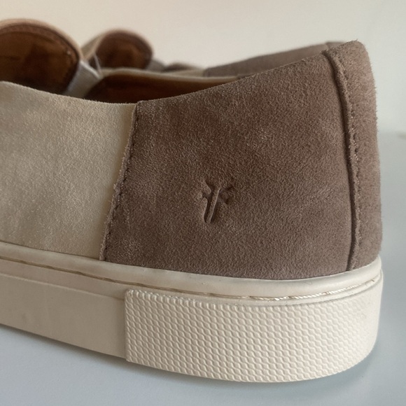 FRYE Suede Classic Sneaker Size 7 Beige Brown Color Block Minimalist Fall OOTD - Picture 10 of 16